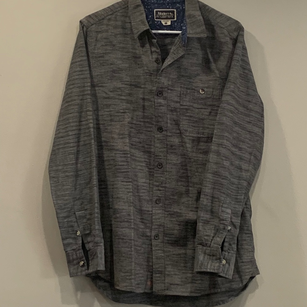 Grey Casual Men's Button Down